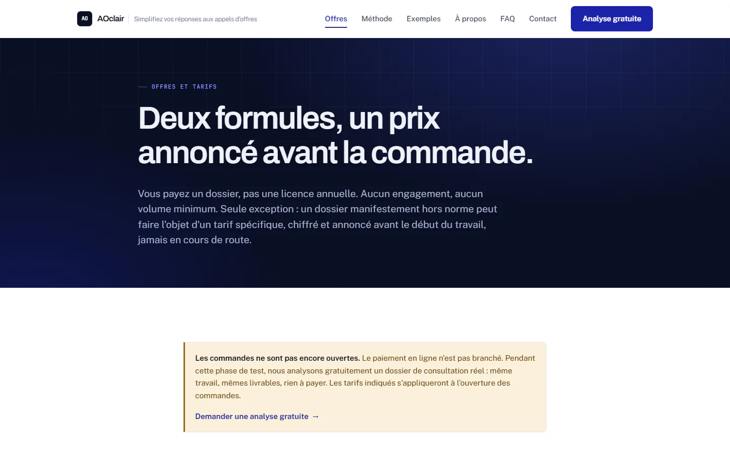 AOclair pricing page