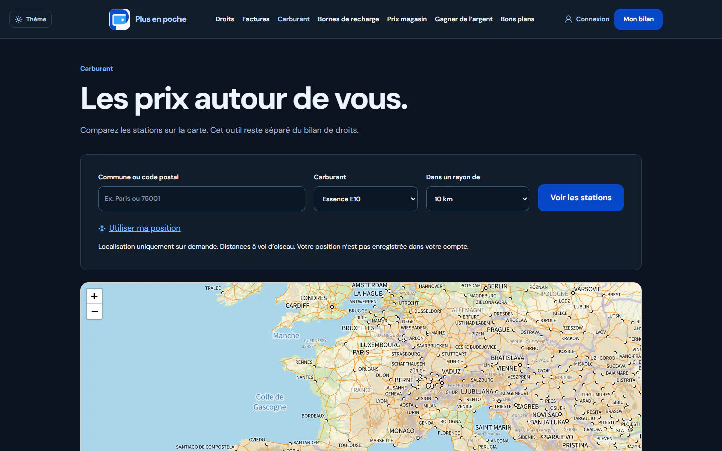 Plus en Poche fuel price map